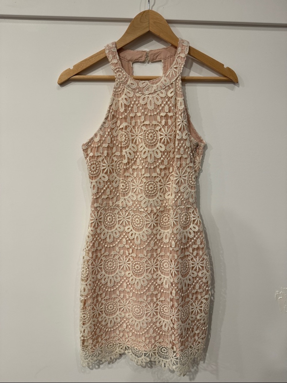 Hollister Pink Crochet Lace Halter Mini Dress